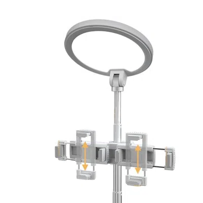 Hivvago 22" White Metal And Plastic Adjustable Portable Desk Lamp Led With Phone Clamp In Gray