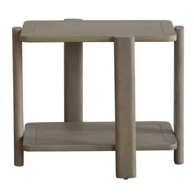 Hivvago 22" White Solid Wood End Table With Shelf In Gray