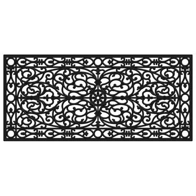 Hivvago 22" X 48" Black Scrollwork Outdoor Rubber Door Mat