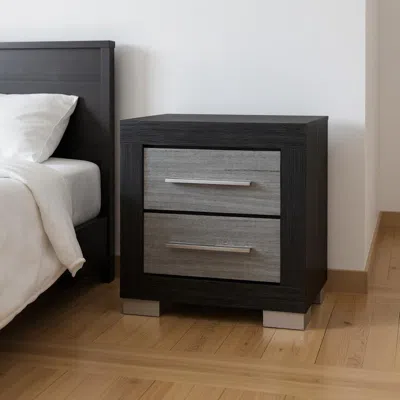 Hivvago 23" Black And Gray Wood Square Two Drawer Nightstand