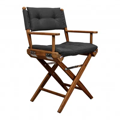 Hivvago 23" Black And Natural Wood Solid Wood Indoor Outdoor Director Chair With Black Cushion