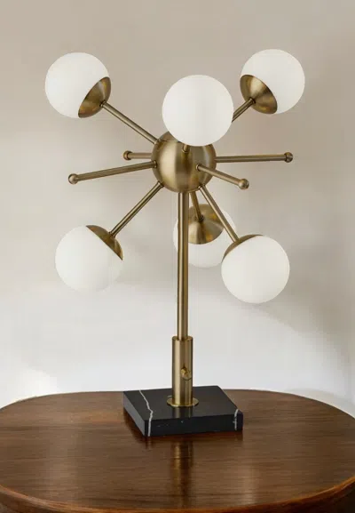 Hivvago 23" Black Metal Six Light Standard Table Lamp In Gold