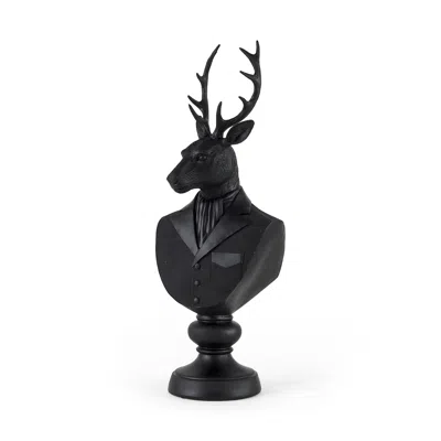 Hivvago 23" Black Polyresin Suited Deer Bust Tabletop Sculpture