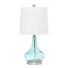 Hivvago 23" Blue And Silver Glass And Metal Novelty Table Lamp With White Drum Shade In Multi
