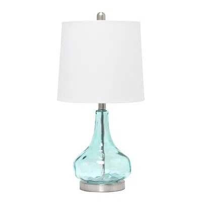 Hivvago 23" Blue And Silver Glass And Metal Novelty Table Lamp With White Drum Shade In Multi