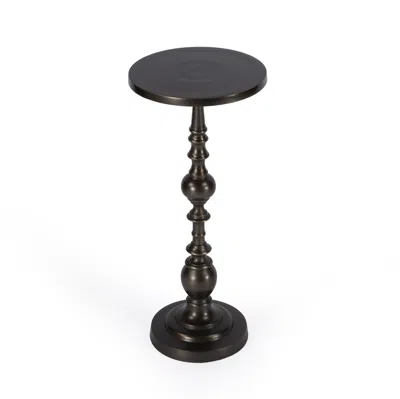 Hivvago 23" Bronze Metal Round Pedestal End Table In Black