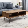 Hivvago 23" Brown And Black Wood And Metal Coffee Table With Shelf In Brown