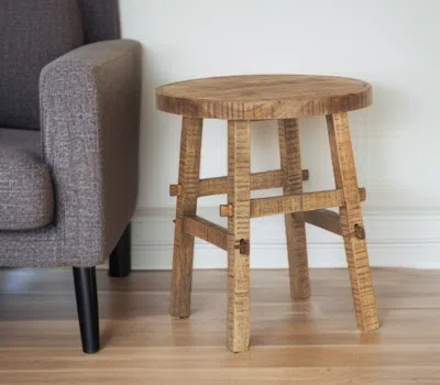 Hivvago 23" Brown Distressed Solid Wood End Table