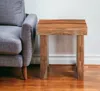 Hivvago 23" Brown Solid Wood Square Live Edge End Table In Brown