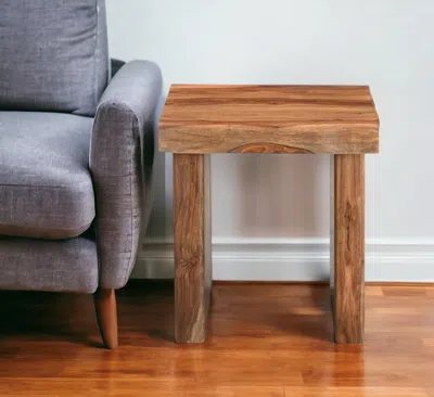 Hivvago 23" Brown Solid Wood Square Live Edge End Table