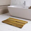 Hivvago 23" Brown Teak Slat Non Slip Bath Mat In Multi
