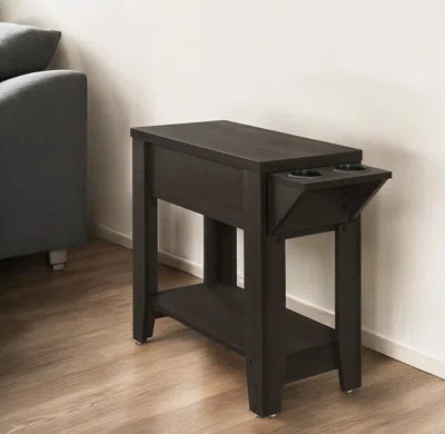 Hivvago 23" Brown Wood End Table With Shelf In Black