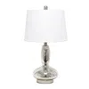 Hivvago 23" Clear And Silver Glass And Metal Novelty Table Lamp With White Drum Shade In Silver