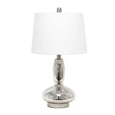 Hivvago 23" Clear And Silver Glass And Metal Novelty Table Lamp With White Drum Shade