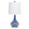 Hivvago 23" Dark Blue And Silver Glass And Metal Novelty Table Lamp With White Drum Shade In Multi