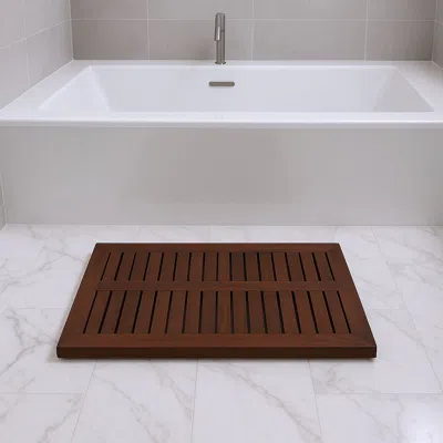 Hivvago 23" Dark Brown Teak Slat Bath Mat