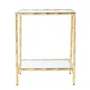 Hivvago 23" Gold Glass Top Square End Table With Shelf In Gold