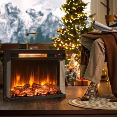 Hivvago 23 Inch 3-sided Electric Fireplace 1500w Recessed Fireplace Insert-black