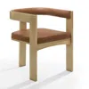 Hivvago 23 Inch Dining Chair, Cushioned, Curved Open Back, Oak Brown, Upholstery In Brown