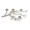 Hivvago 23 Inch Metal Tea Light Holder, Tree Branch Design, 4 Candle Slots, Silver