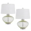 Hivvago 23 Inch Table Lamp Set Of 2, Round Crystal Base, White Fabric Shade In White