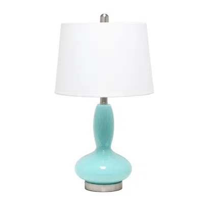 Hivvago 23" Light Blue And Silver Glass And Metal Novelty Table Lamp With White Drum Shade
