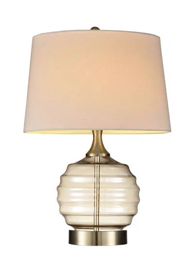 Hivvago 23" Off-white Metal Bedside Table Lamp With Off-white Shade In Gold