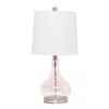 Hivvago 23" Rose And Silver Glass And Metal Round Table Lamp With White Drum Shade In White