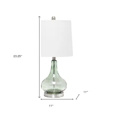 Hivvago 23" Sage Glass Round Table Lamp With White Drum Shade