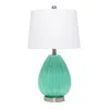Hivvago 23" Sea Green And Silver Glass And Metal Novelty Table Lamp With White Drum Shade In Green