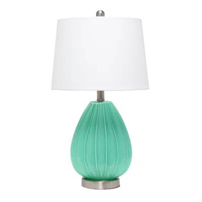 Hivvago 23" Sea Green And Silver Glass And Metal Novelty Table Lamp With White Drum Shade