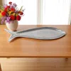 Hivvago 23" Silver Cast Aluminum Fish Serving Tray In Silver