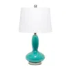 Hivvago 24" Teal Blue And Silver Glass And Metal Novelty Table Lamp With White Drum Shade In Multi
