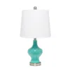 Hivvago 23" Teal Blue And Silver Glass And Metal Novelty Table Lamp With White Drum Shade In Multi