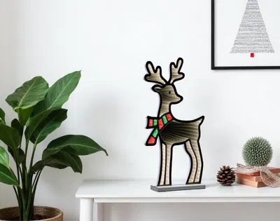 Hivvago 23" White And Red Acrylic Deer Christmas Tabletop Sign With Led In Multi