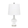 Hivvago 23" White And Silver Glass Gourd Table Lamp With White Drum Shade In White