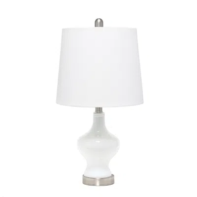 Hivvago 23" White And Silver Glass Gourd Table Lamp With White Drum Shade