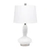Hivvago 23" White Glass Gourd Table Lamp With White Drum Shade In White