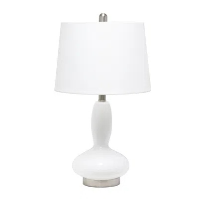 Hivvago 23" White Glass Gourd Table Lamp With White Drum Shade