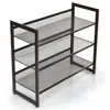 Hivvago 2/3/4 Tiers Flat And Slant Metal Shoe Rack For Entryway Hallway-3-tier