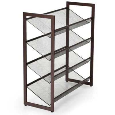 Hivvago 2/3/4 Tiers Flat And Slant Metal Shoe Rack For Entryway Hallway-4-tier