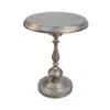 Hivvago 24" Antique Nickle Metal Round End Table In Gray