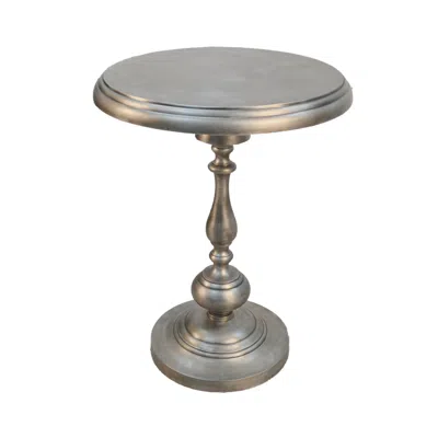 Hivvago 24" Antique Nickle Metal Round End Table In Gray