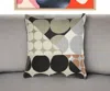 Hivvago 24" Beige And Black Geometric Cotton Throw Pillow With Embroidery In Multi
