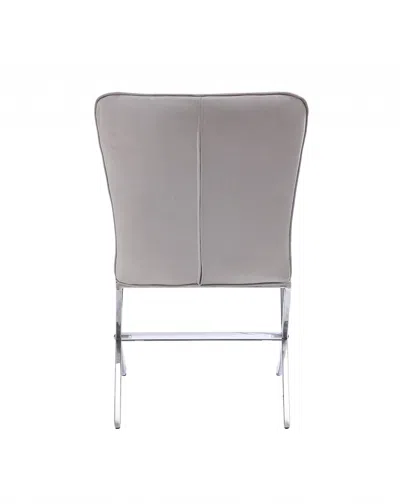 Hivvago 24" Beige And Silver Velvet Parsons Chair In Gray