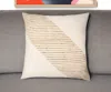 Hivvago 24" Beige And White Geometric Silk Throw Pillow With Embroidery In Neutral