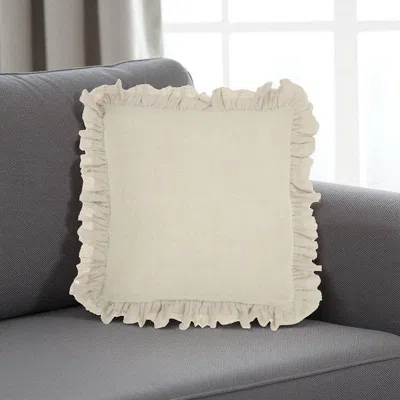 Hivvago 24" Beige Pillow With Ruffled Edges In Neutral