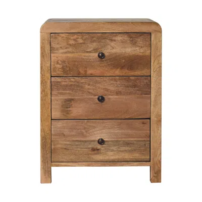 Hivvago 24" Beige Solid Wood Three Drawer Nightstand In Brown