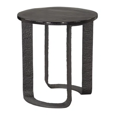 Hivvago 24" Black Aluminum Pedestal End Table