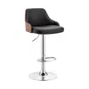 Hivvago 24" Black And Silver Iron Swivel Adjustable Height Bar Chair In Black